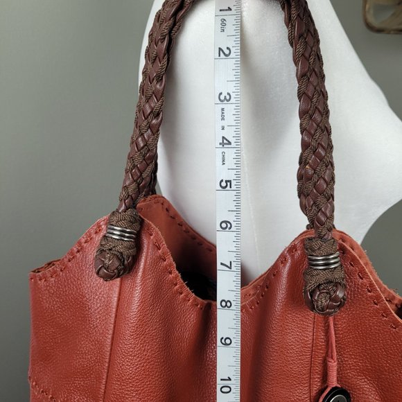 The Sak Indio Sierra Tote Brown Red Leather Large Hobo Bag - Picture 7 of 13